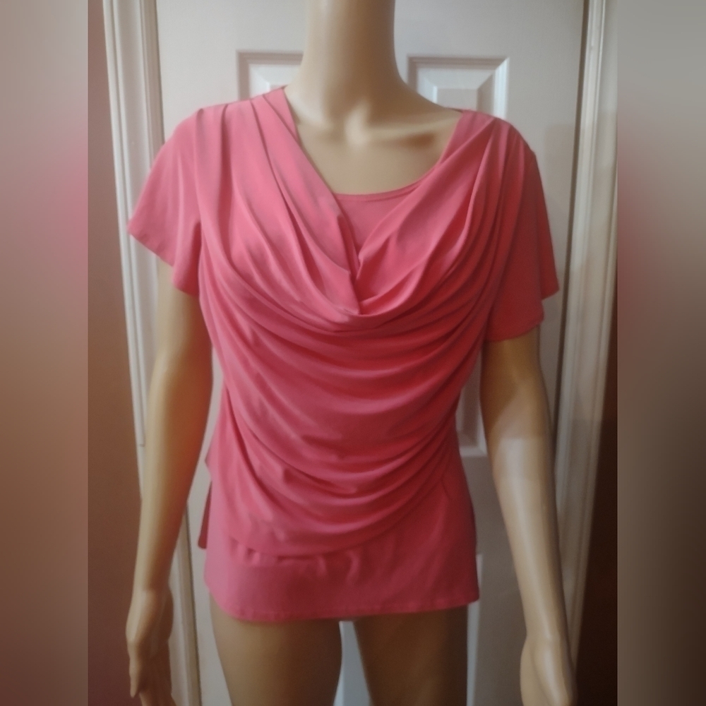 Ashley blue women's size medium pink blouse shirt top